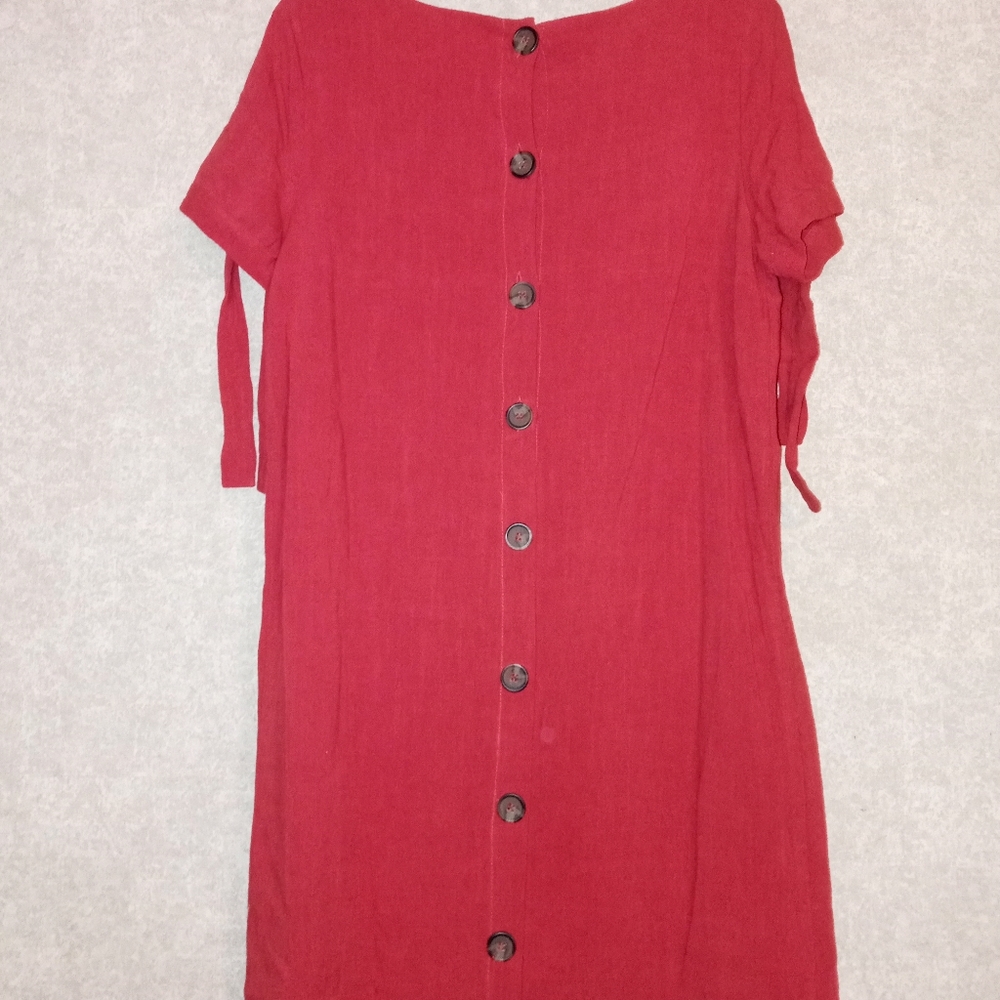 Lulus Red Button Down Dress Gem